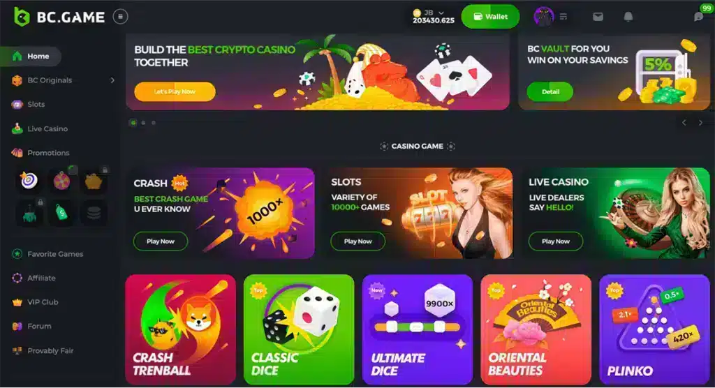 BC.Game Casino website screenshot