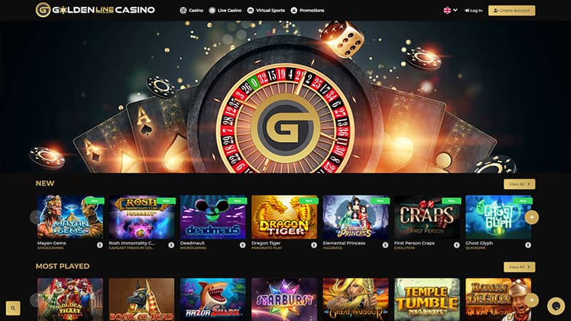 Goldenline casino website screenshot