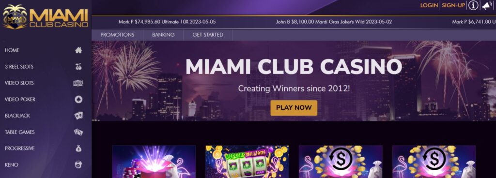 Miami club casino website screenshot, bitbetwin alternative
