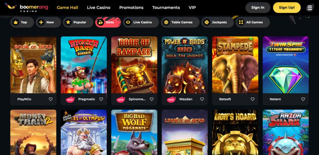 Boomerang Casinos Slots Screenshot
