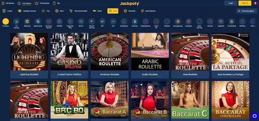 Jackpoty.com Casino Website Screenshot
