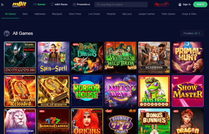 mBit Casino website all games