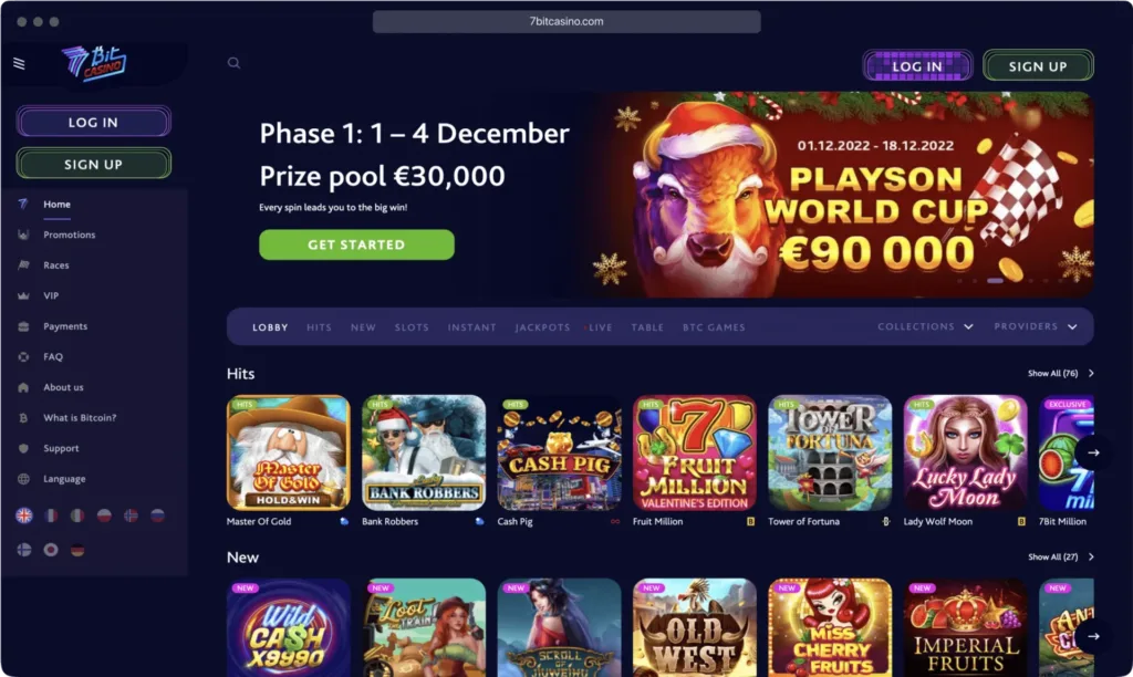 7Bit Casino website screenshot
