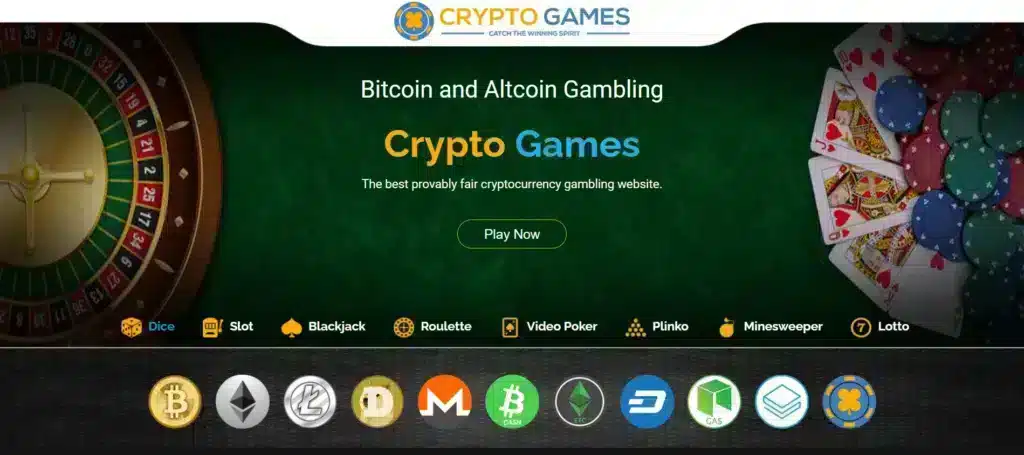 crypto.games websites screenshot