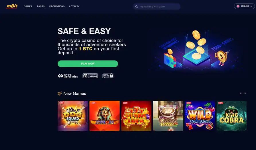 mBit Casino website screenshot