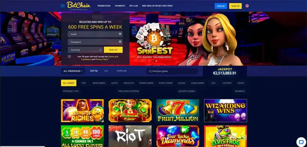 c: Homepage of casino 