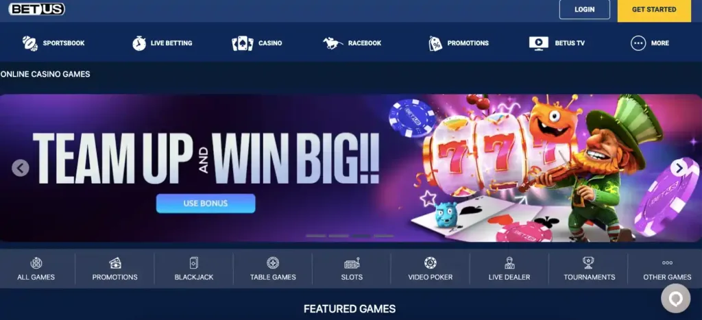 BetUS casino review: home page