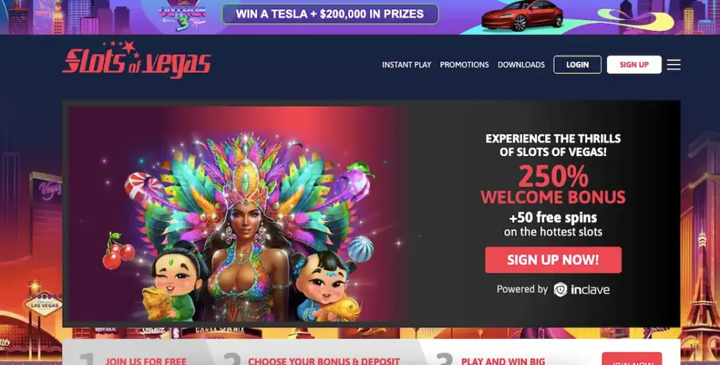 Is Slots of Vegas Casino Legit? Homepage of casino 