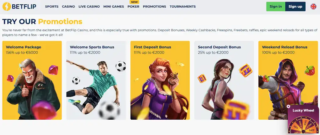 Betflip casino review: different promotions