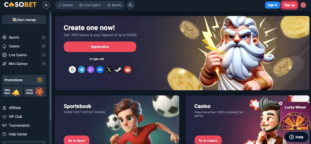 Casobet casino review: homepage 